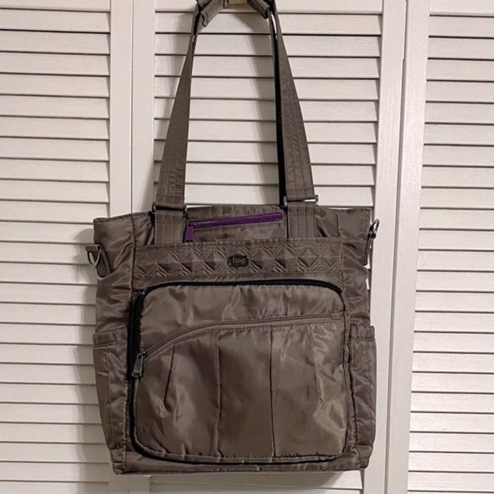 Lug ACE Nylon Convertible Crossbody Tote Travel Weekender in Walnut